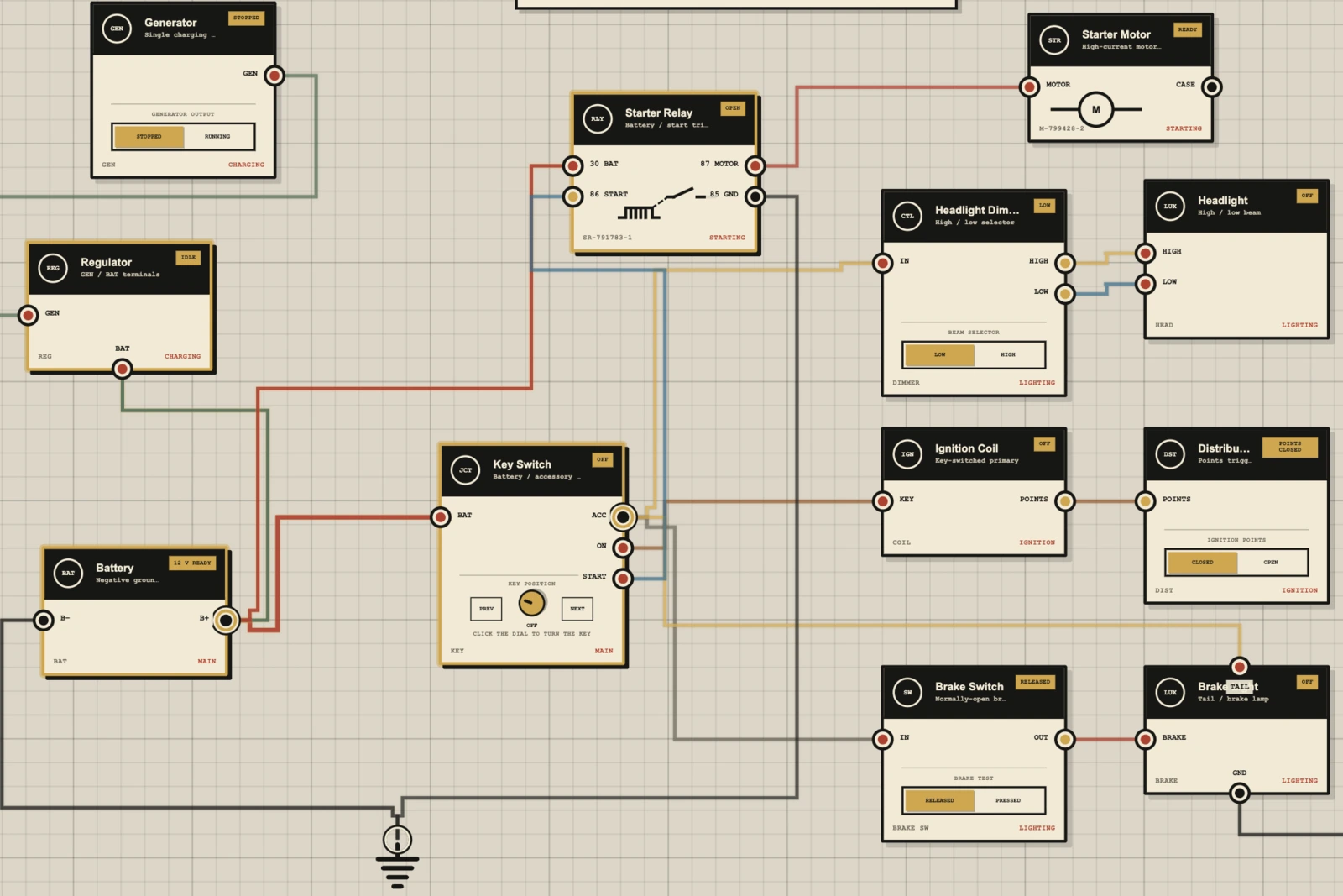 Interactive wiring diagram for a 1978 Harley-Davidson Ironhead Sportster XLH