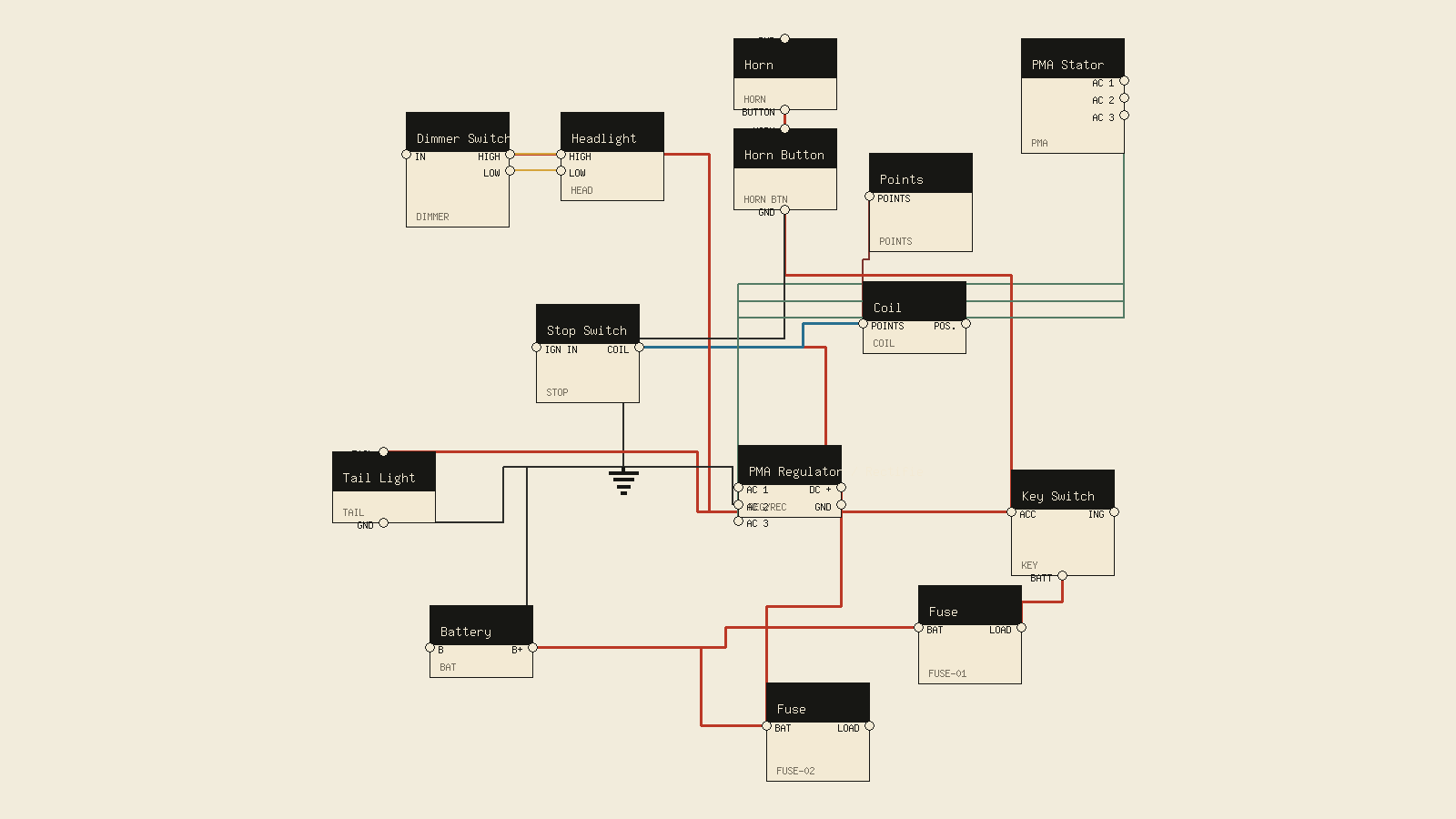 1974 Yamaha XS650 PMA & Points Chopper wiring diagram preview